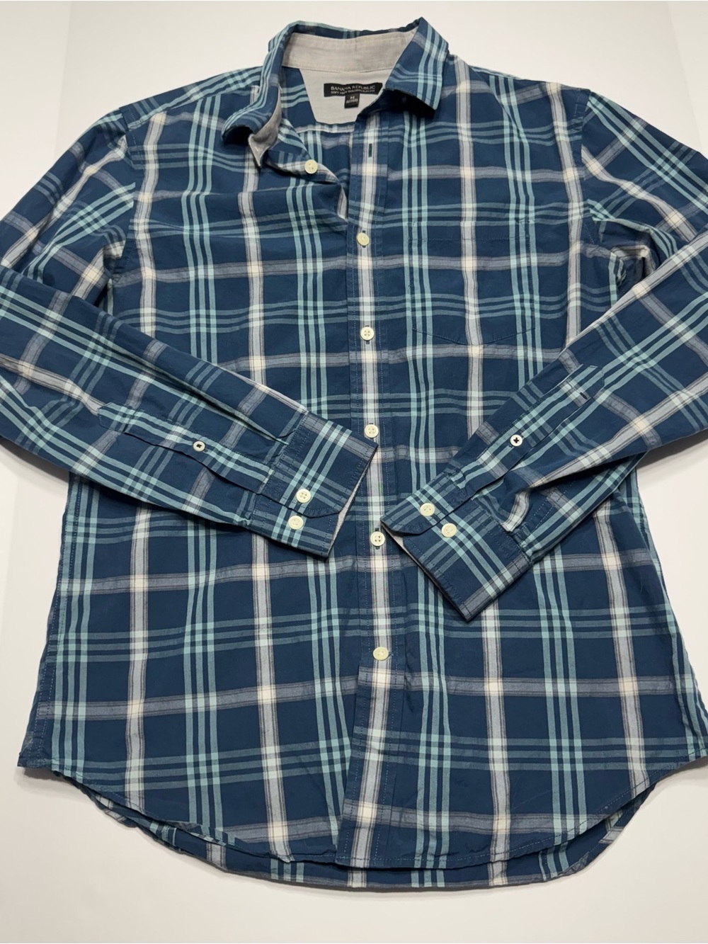 Banana Republic Blue and Light Blue Plaid Button-Down Shirt